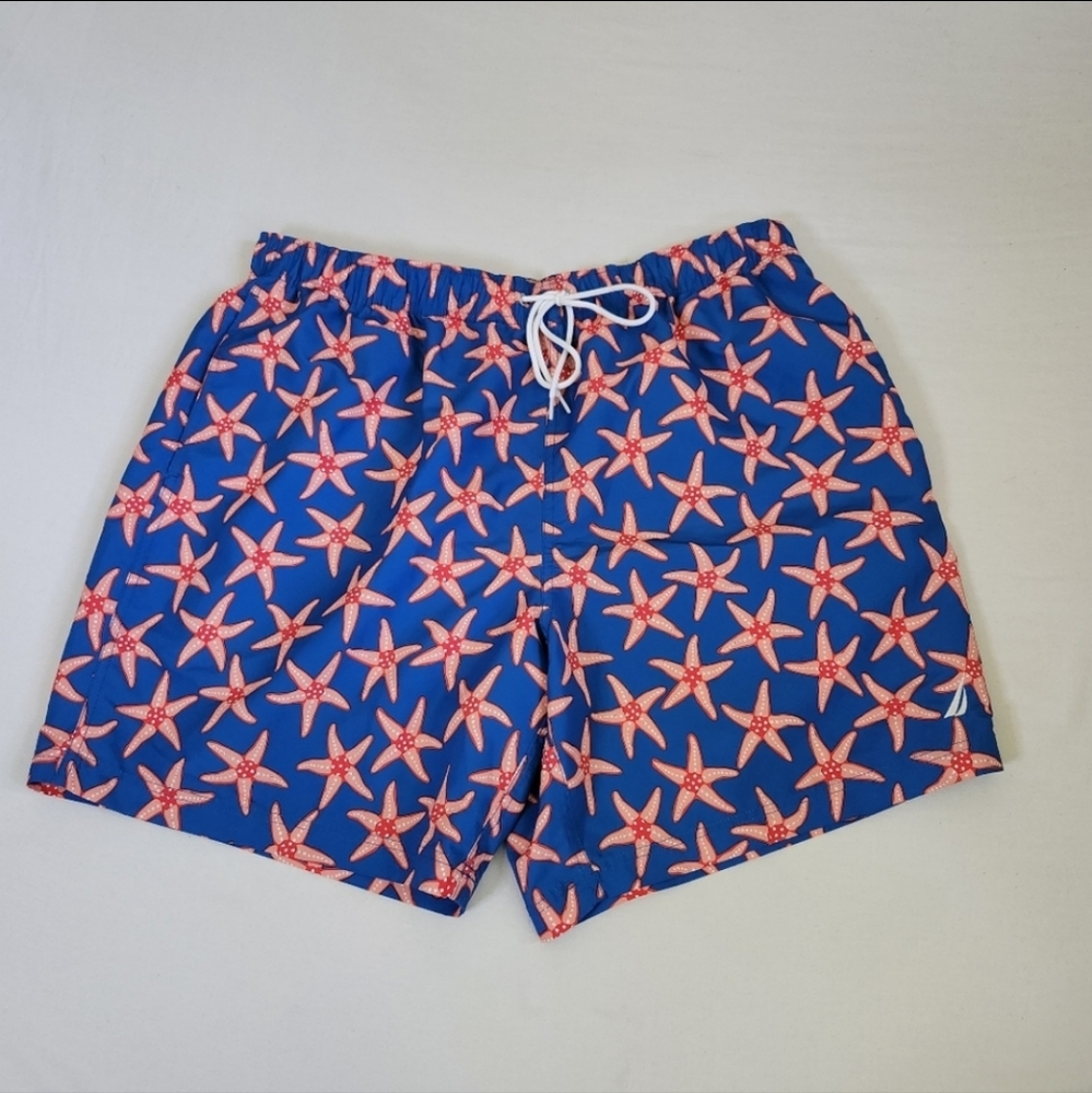 3/$15 Nautica swim trunks starfish blue coral orange 1XL big and tall size
